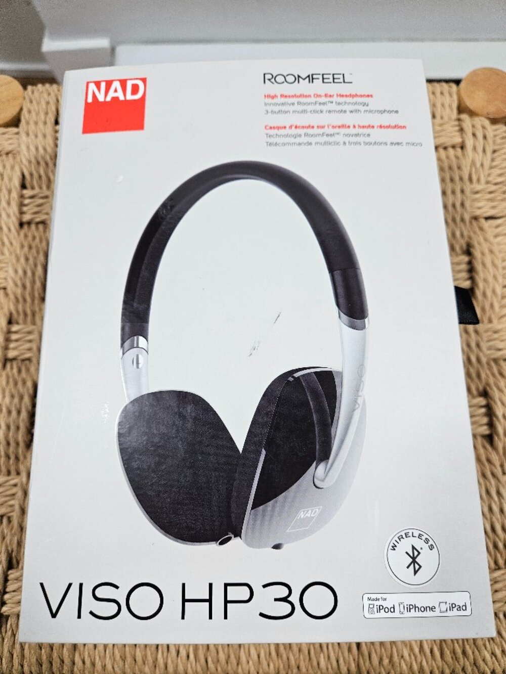 New NAD VISO HP30 RoomFeel High Resolution On-Ear Headphones Black Sealed